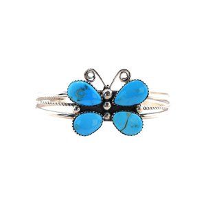 Navajo Turquoise Butterfly Cuff Bracelet Native American Indian Jewelry Sz 6.5**